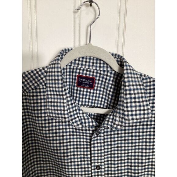 UNTUCKit Flannel Cerasuola Button Up Plaid. Shirt Sz XL Blue White - Picture 4 of 9